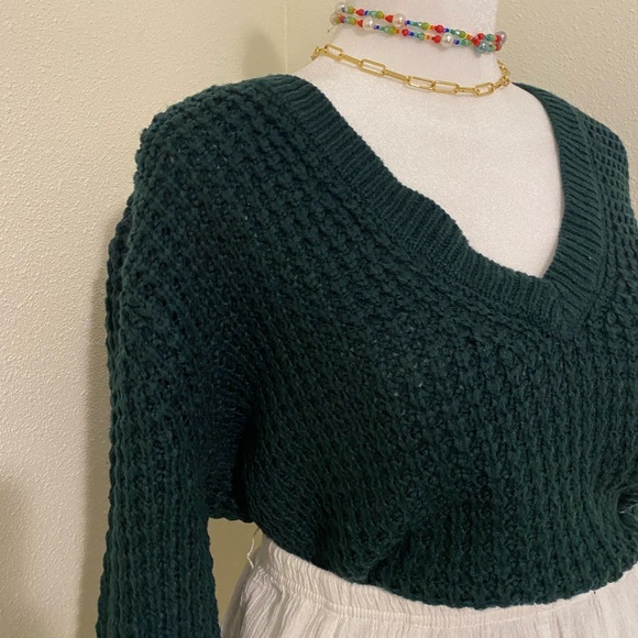 Deep Forest Green Knit Oversized Sweater - Picture 4 of 11